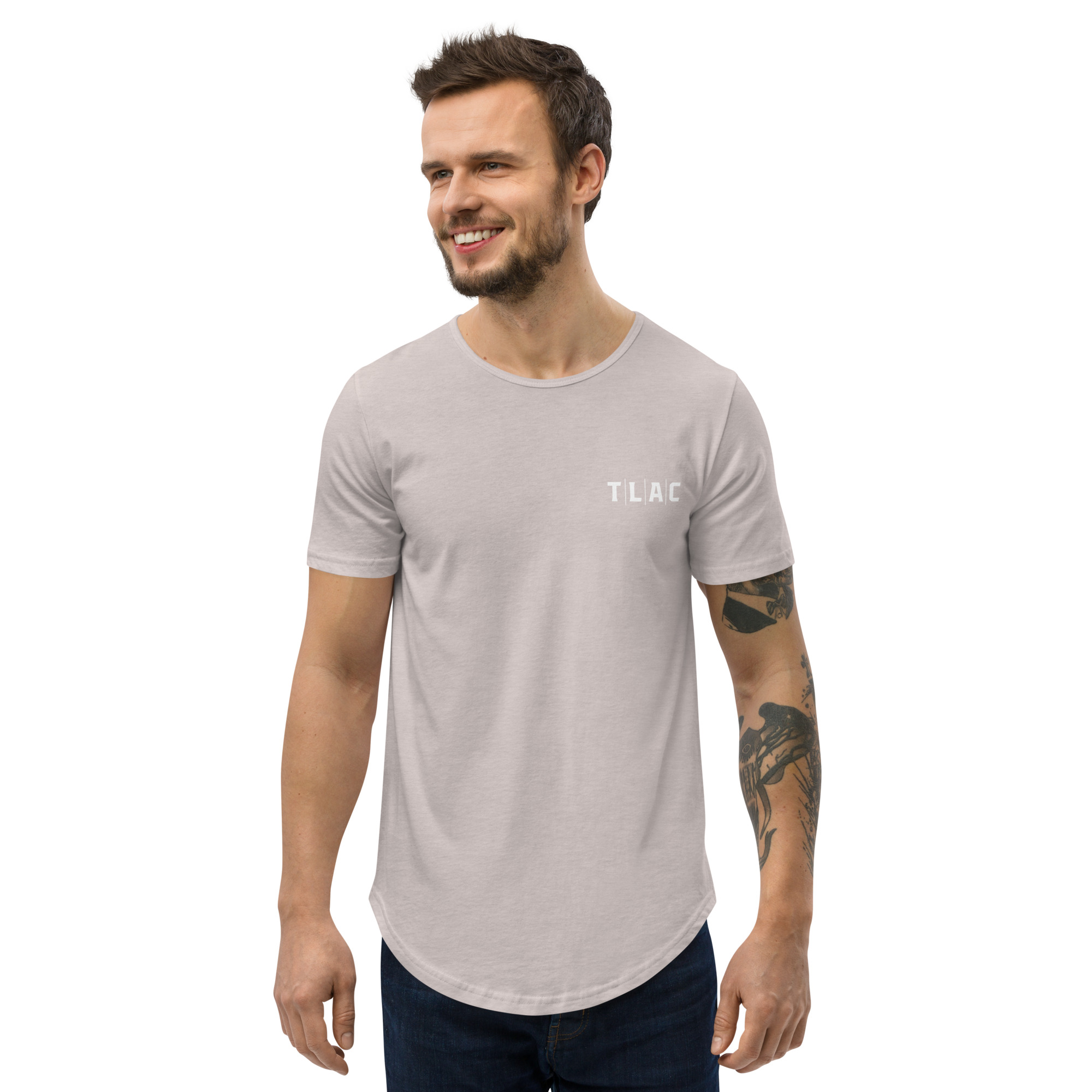 TLAC - Curved Hem T-Shirt (White Text)